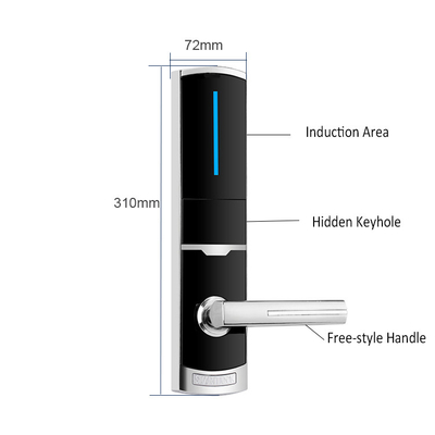 310*72mm Zinklegierung Hotellelektronische Smart-Türschlösser mit RFID-Karte und mechanischem Schlüssel